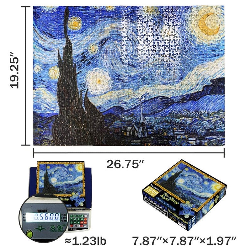 MaxRenard Starry Night Puzzle 1000 Pieces Van Gogh Puzzle 1000 Piece Puzzles for Adults Artwork Jigsaw Puzzle Family Game Puzzle - Image 2