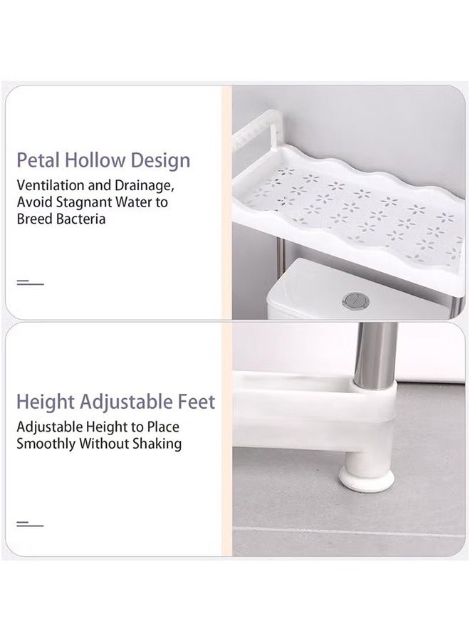 BLOOMING TIME 3 Layer Multi-Purpose Toilet Rack, Stainless Steel Space-Saving Rack, Free-Standing Bathroom Organizer And Hook, Can Withstand 30Kg - Image 4