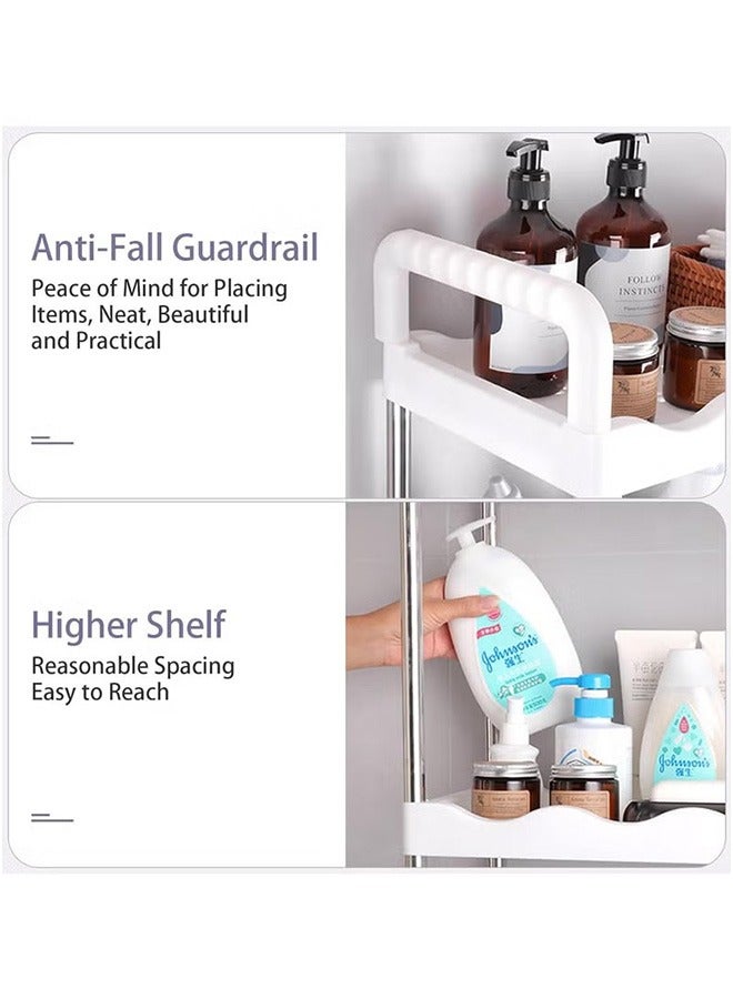 BLOOMING TIME 3 Layer Multi-Purpose Toilet Rack, Stainless Steel Space-Saving Rack, Free-Standing Bathroom Organizer And Hook, Can Withstand 30Kg - Image 5