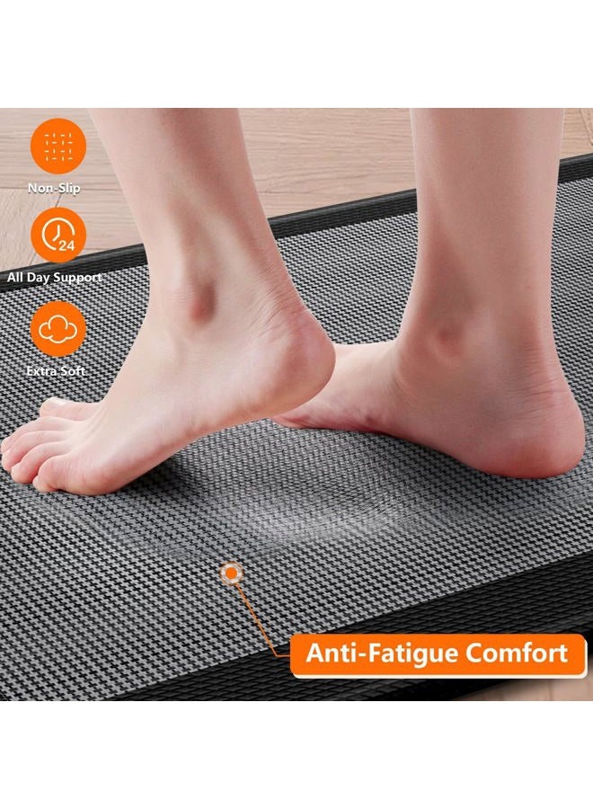 SofterCharm Kitchen Mats, 2PCS Kitchen Rugs for Floor, Cushioned Anti-Fatigue Mats for Kitchen Floor, Non-Slip Standing Desk Mat for Sink, Home, Laundry & Office, 17.3"x30"+17.3"x47" (Black) - Image 4