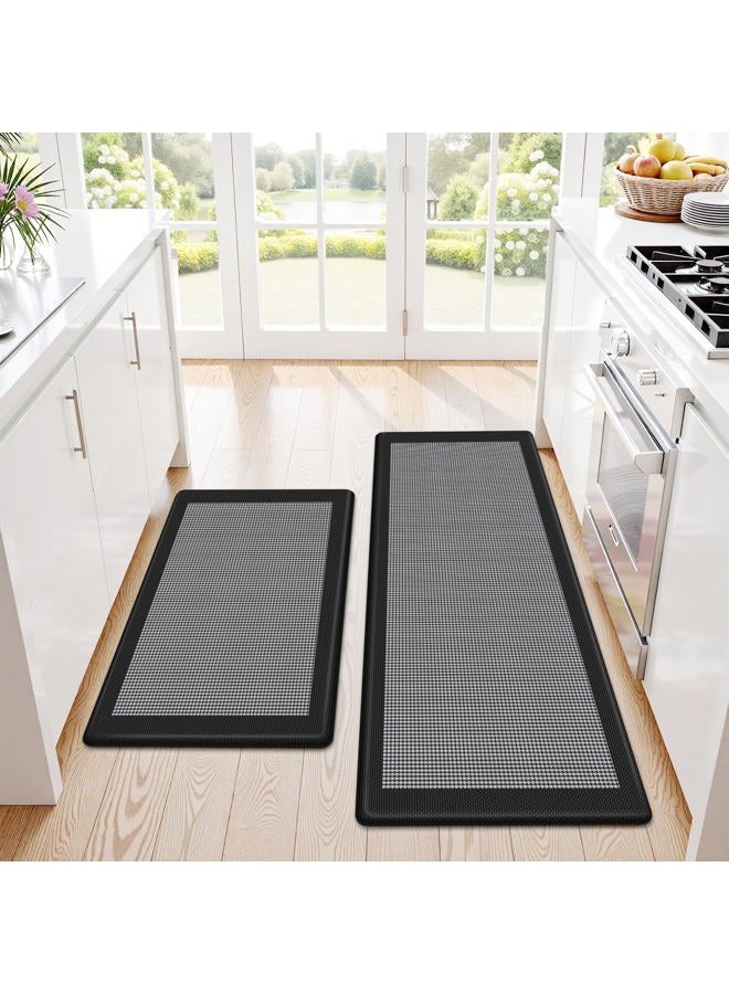 SofterCharm Kitchen Mats, 2PCS Kitchen Rugs for Floor, Cushioned Anti-Fatigue Mats for Kitchen Floor, Non-Slip Standing Desk Mat for Sink, Home, Laundry & Office, 17.3"x30"+17.3"x47" (Black) - Image 1