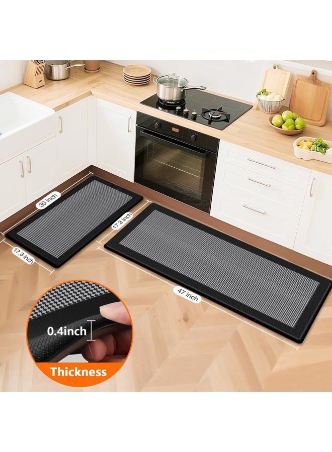 SofterCharm Kitchen Mats, 2PCS Kitchen Rugs for Floor, Cushioned Anti-Fatigue Mats for Kitchen Floor, Non-Slip Standing Desk Mat for Sink, Home, Laundry & Office, 17.3"x30"+17.3"x47" (Black) - Image 2