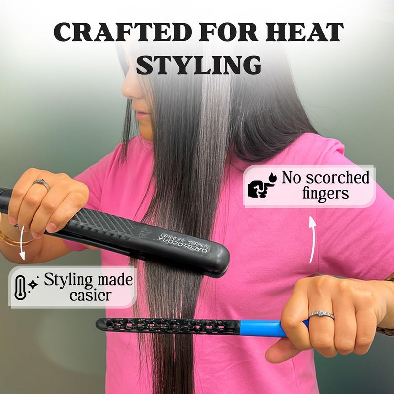 HerStyler Hair Straightening Comb - Straightener Comb for Flat Iron - Makes Styling Easy - Get Straight Hair in Minutes (Blue) - Image 4