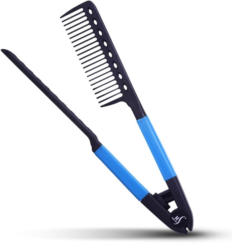HerStyler Hair Straightening Comb - Straightener Comb for Flat Iron - Makes Styling Easy - Get Straight Hair in Minutes (Blue) - Image 1