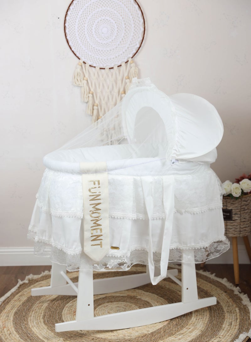 FUN MOMENT Moses Basket Bed with White Vibrator Holder  - Image 1