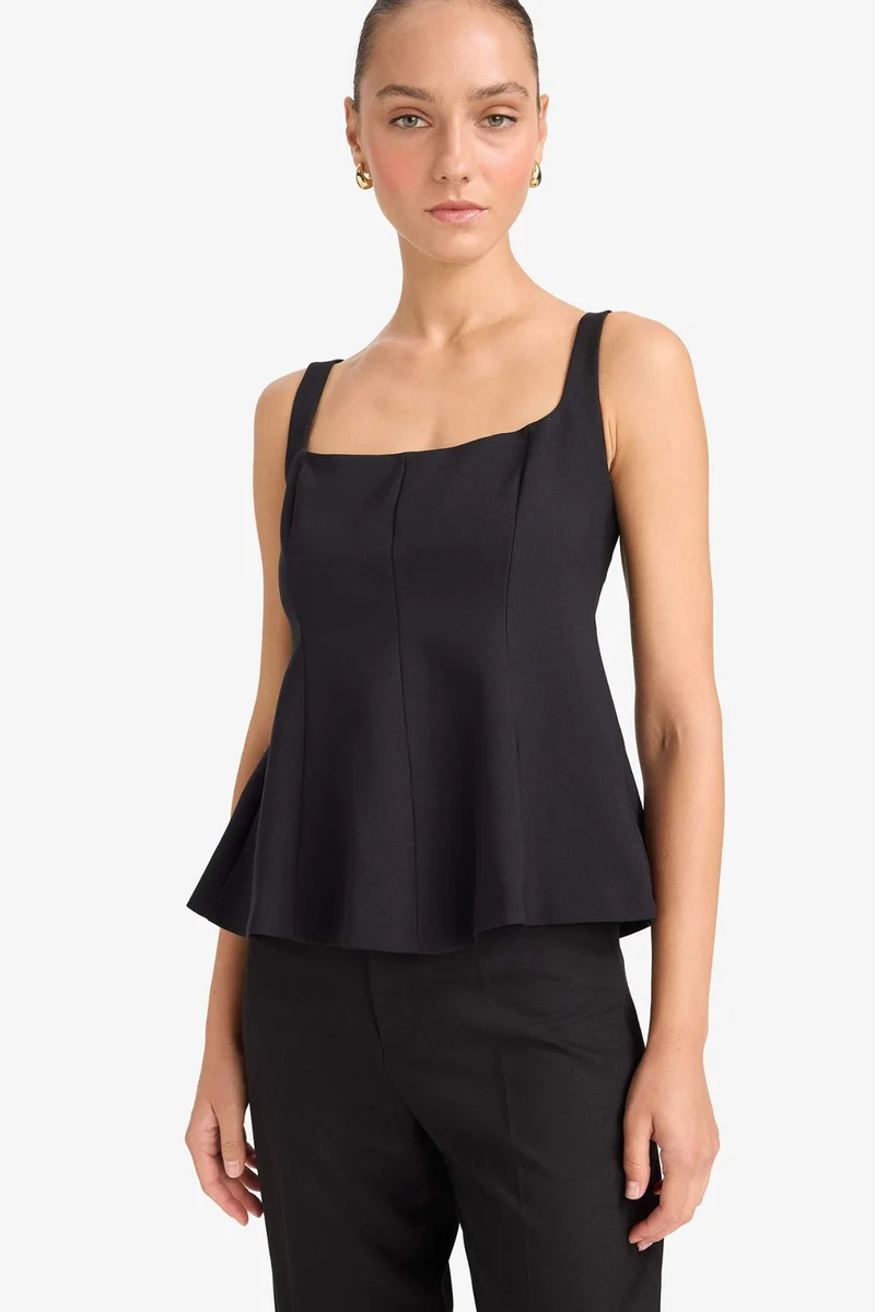 DeFacto Slim Fit Square Collar Sleeveless Blouse