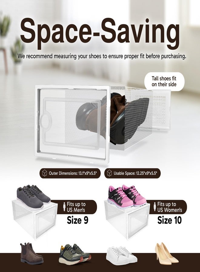 Reli. Shoe Boxes (14 Pack) | Clear Shoe Storage Boxes Stackable and Compact | Lightweight Plastic Storage Box with Ventilation Holes, Swing Door | Interlocking Containers, Stackable Rack | White - Image 4