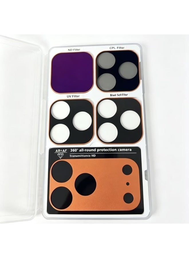 iPhone 17 Promax Magnetic 5 Filters Lens Protective Coating Set Quick Swap With ND CPL UV And Black Soft Professional Photography Filters - Image 4
