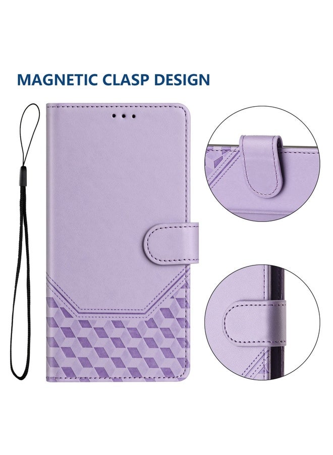 HuHa Case Cover For Motorola Moto G04 4G / G04s 4G Honeycomb Embossing RFID Leather Phone Case(Light Purple) - Image 5