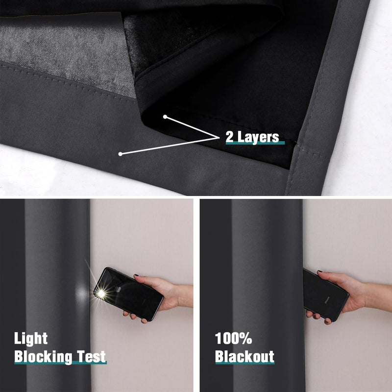 ChrisDowa 100% Blackout Curtains 84 inch Long for Bedroom with Black Liner  Extra Wide 2 Thick Layers Total Blackout Thermal Insulated Grommet Window Curtains 2 Panels Set (Dark Grey  60 x 84 Inch) - Image 4