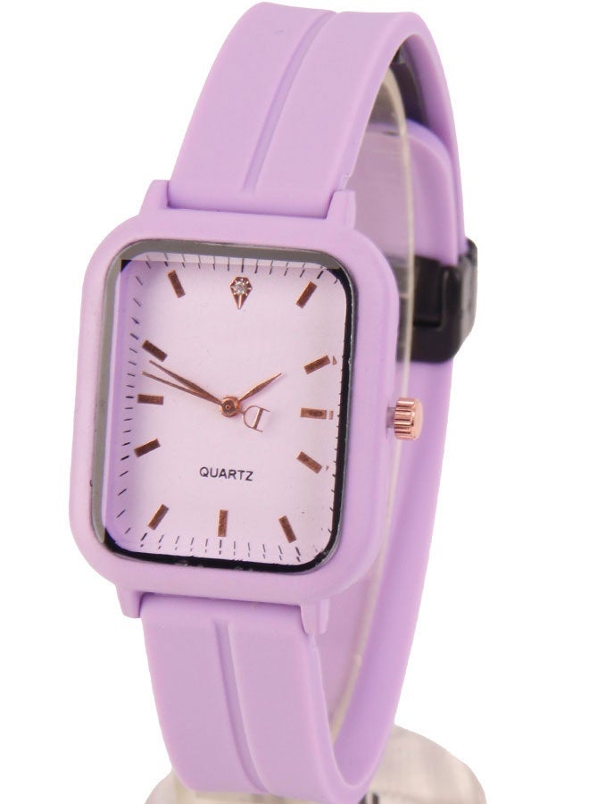 ساعة يد نسائية مودرن و أنيقة - سوار من السيليكون لون لون لافندر - مثالية للاستخدام اليومي - Image 2
