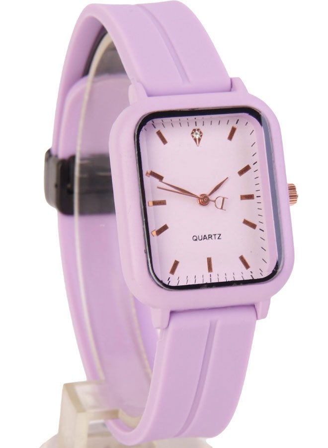 ساعة يد نسائية مودرن و أنيقة - سوار من السيليكون لون لون لافندر - مثالية للاستخدام اليومي - Image 1