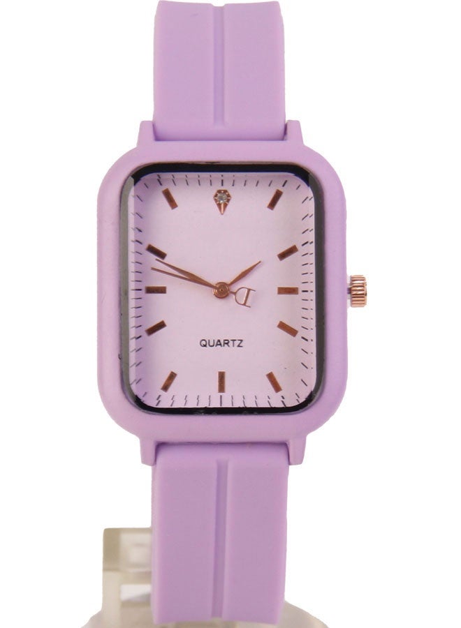 ساعة يد نسائية مودرن و أنيقة - سوار من السيليكون لون لون لافندر - مثالية للاستخدام اليومي - Image 4