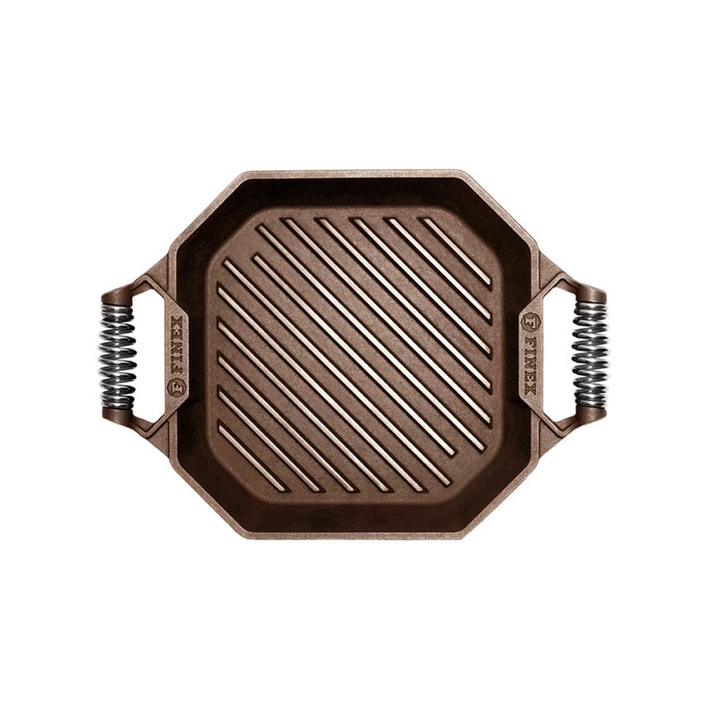 FINEX 12 Cast Iron Grill Pan Modern Heirloom Handcrafted in The USA PreSeasoned with Organic Flaxseed Oil