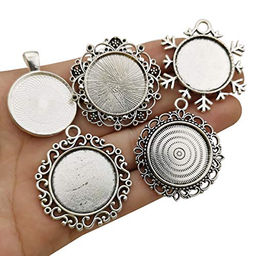 iloveDIYbeads 20pcs Mixed Fit 25mm Blank Bezel Pendant Trays Base Cabochon Settings Trays Pendant Blanks for Jewelry Making DIY Findings (M280) - Image 3