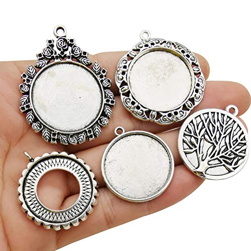 iloveDIYbeads 20pcs Mixed Fit 25mm Blank Bezel Pendant Trays Base Cabochon Settings Trays Pendant Blanks for Jewelry Making DIY Findings (M280) - Image 4