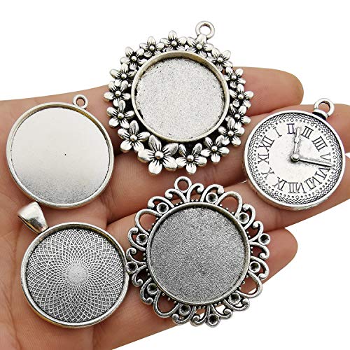 iloveDIYbeads 20pcs Mixed Fit 25mm Blank Bezel Pendant Trays Base Cabochon Settings Trays Pendant Blanks for Jewelry Making DIY Findings (M280) - Image 5