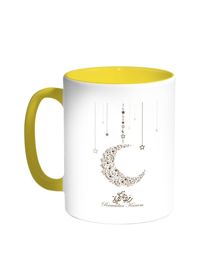 RYN Ramadan Kareem Printed Coffee Mug Yellow/White 11ounce