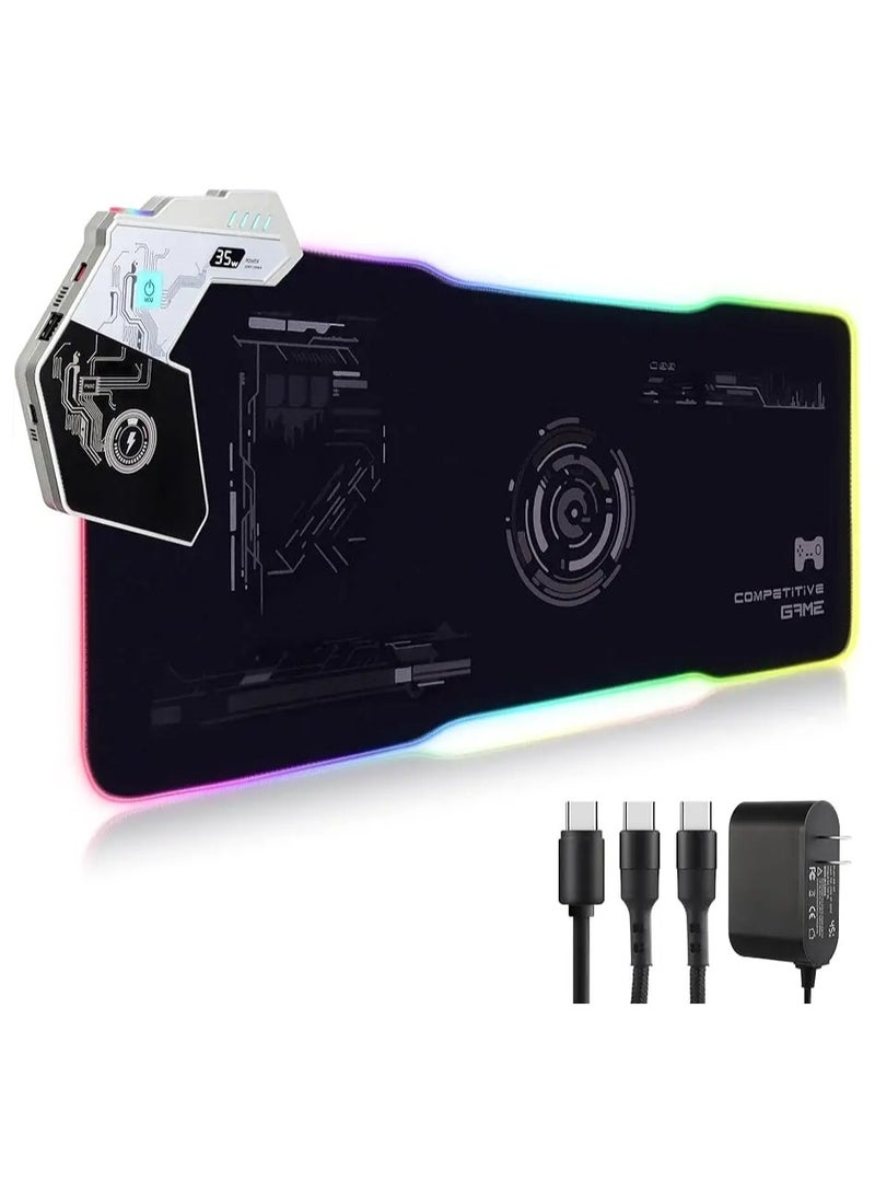 AROAQ 15W 30W Large RGB Gaming Mouse Pad with Wireless Charging Microfiber Fabric Non-Slip Base 14 Color Light Modes - Image 1