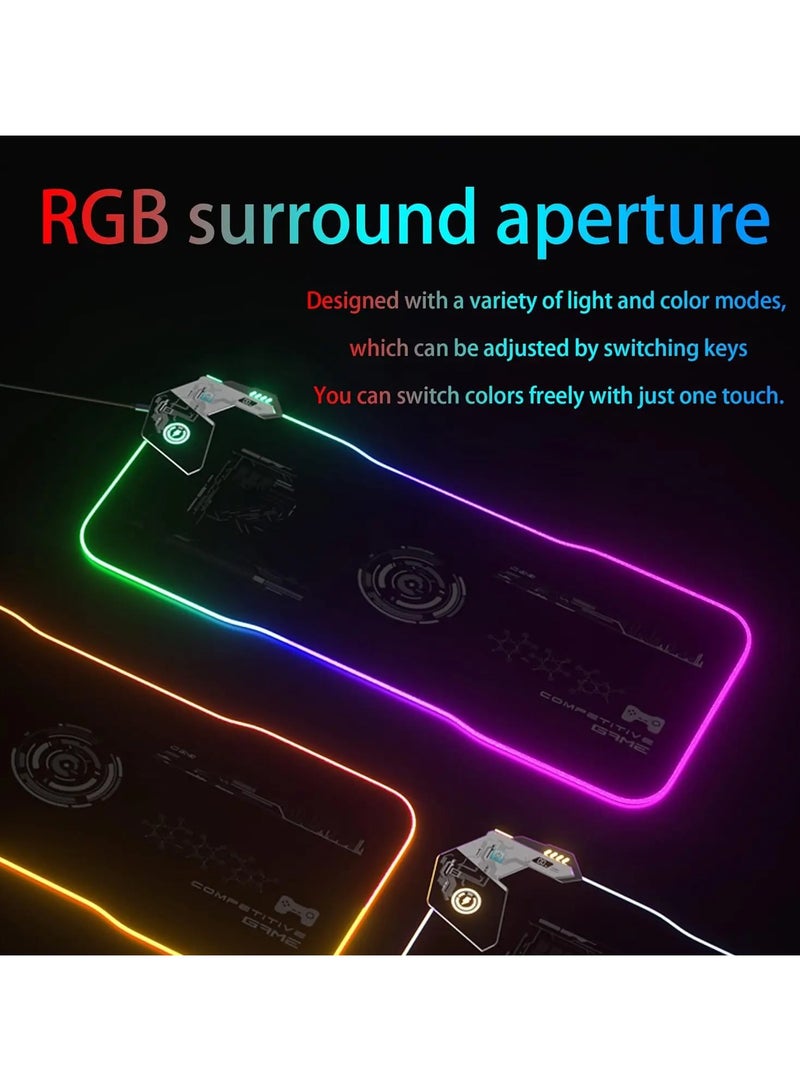 AROAQ 15W 30W Large RGB Gaming Mouse Pad with Wireless Charging Microfiber Fabric Non-Slip Base 14 Color Light Modes - Image 2