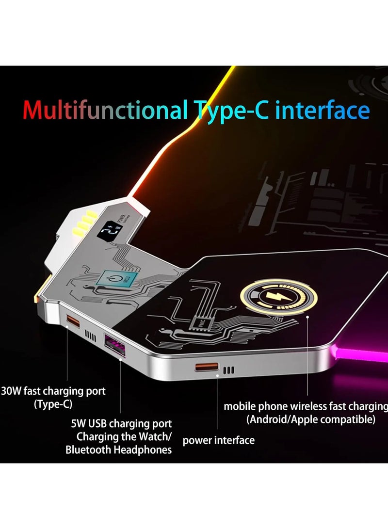 AROAQ 15W 30W Large RGB Gaming Mouse Pad with Wireless Charging Microfiber Fabric Non-Slip Base 14 Color Light Modes - Image 3