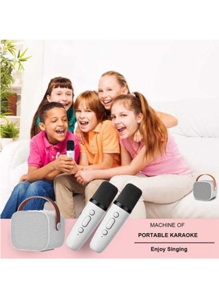Mini Karaoke Machine with 2 Wireless Microphones, Karaoke Machine for Adults and Kids with Wireless Microphones PA Speaker System for Family Party Singing (Karaoke Machine with 2 Microphones, White) - view 2