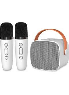 Mini Karaoke Machine with 2 Wireless Microphones, Karaoke Machine for Adults and Kids with Wireless Microphones PA Speaker System for Family Party Singing (Karaoke Machine with 2 Microphones, White)