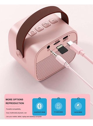 Mini Karaoke Machine with 2 Wireless Microphones, Karaoke Machine for Adults and Kids with Wireless Microphones PA Speaker System for Family Party Singing (Karaoke Machine with 2 Microphones, White) - view 5