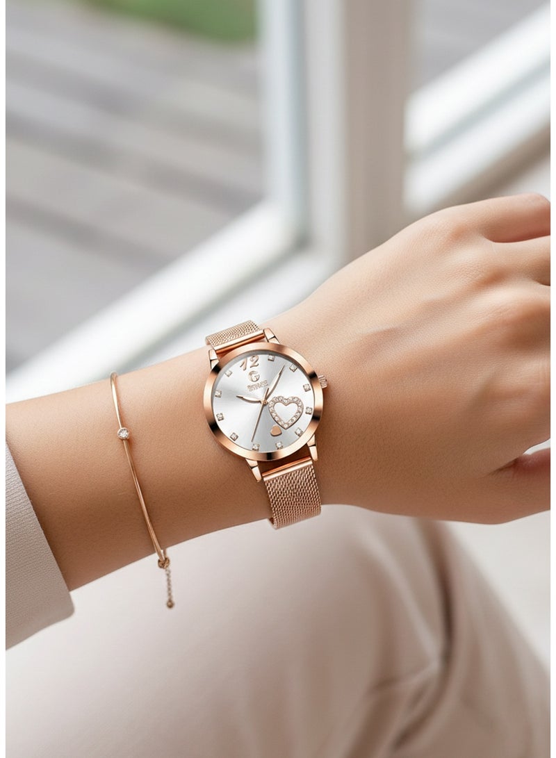 Gsquare Women’s Analog Quartz Rose Gold Stainless Steel Mesh Watch – Model 5189 - Image 2