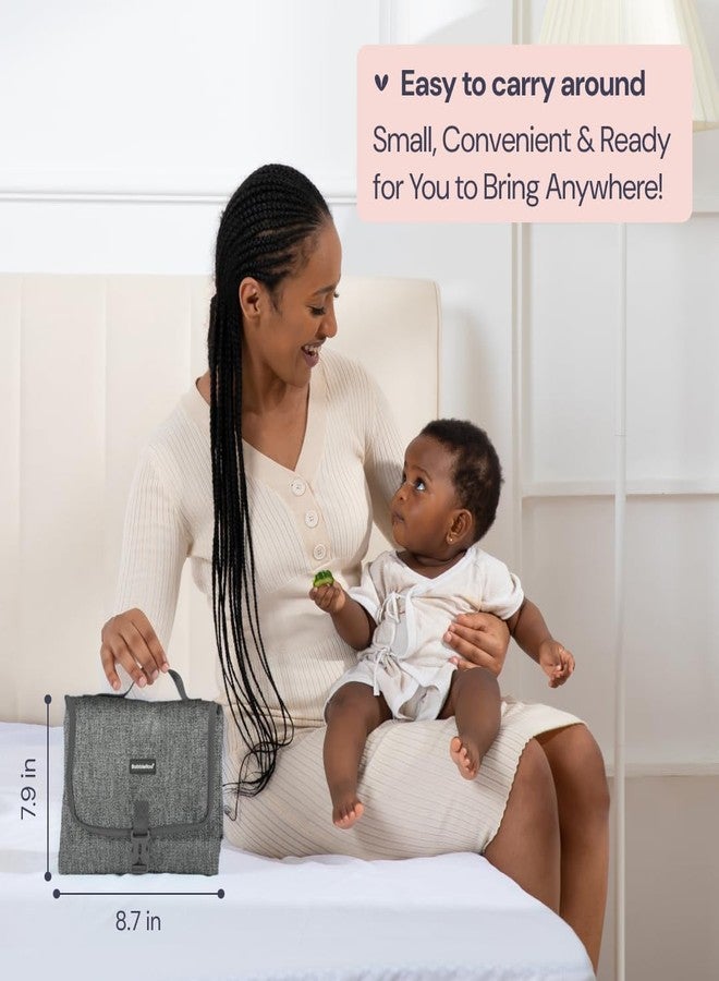 BabbleRoo Baby Changing Pad - Comfortable Portable Changing Pad, Compact, Fits in Any Diaper Bag - Lightweight and Soft with Cute Designs, Convenient Pockets, Extra Head Support - Dark Gray - Image 2
