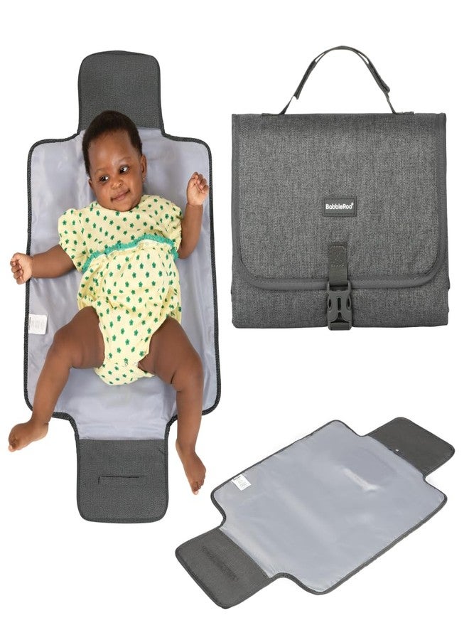 BabbleRoo Baby Changing Pad - Comfortable Portable Changing Pad, Compact, Fits in Any Diaper Bag - Lightweight and Soft with Cute Designs, Convenient Pockets, Extra Head Support - Dark Gray - Image 1
