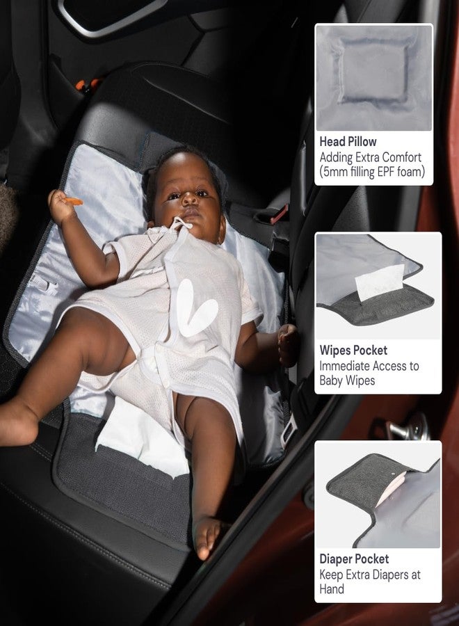 BabbleRoo Baby Changing Pad - Comfortable Portable Changing Pad, Compact, Fits in Any Diaper Bag - Lightweight and Soft with Cute Designs, Convenient Pockets, Extra Head Support - Dark Gray - Image 4