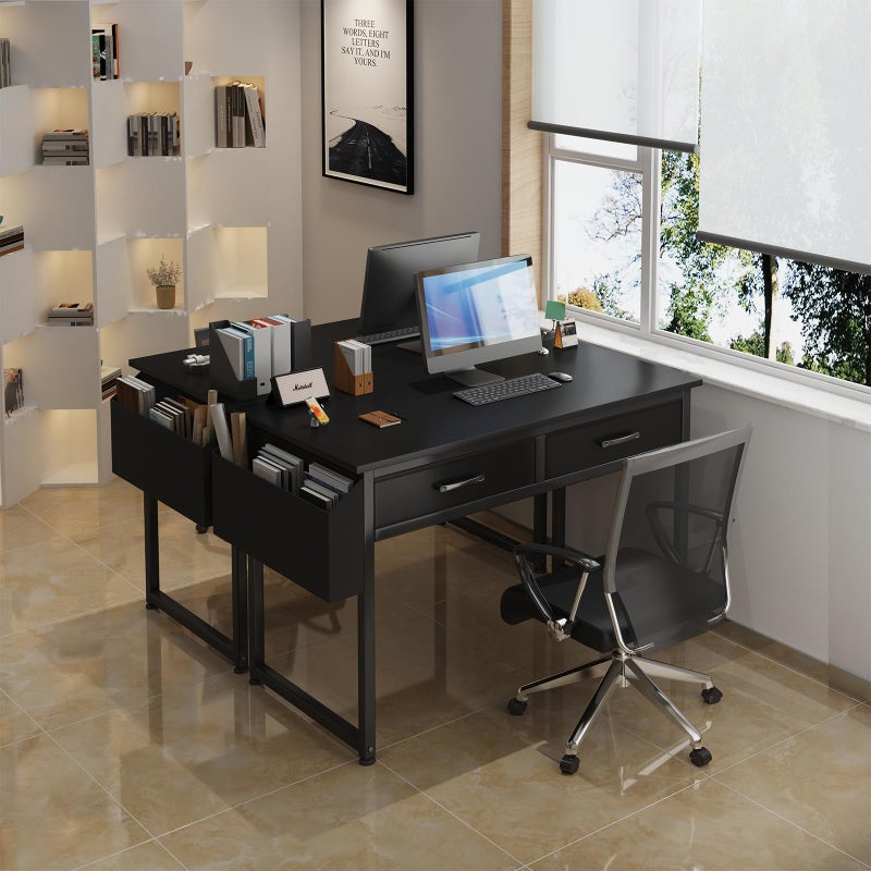 DLisiting Computer Desk with Fabric Drawers for Home Office Bedroom, 40 Inch Small Gaming Desk with 2 Drawers, Study Writing Table PC Desks, Black - Image 5