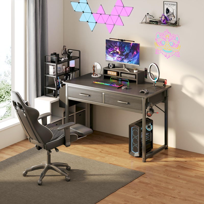 DLisiting Computer Desk with Fabric Drawers for Home Office Bedroom, 40 Inch Small Gaming Desk with 2 Drawers, Study Writing Table PC Desks, Black - Image 4