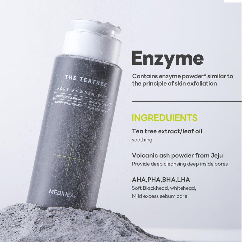 Mediheal Teatree Pore Powder Wash (1.76 oz) - Mild Pore Deep Cleanser with Gentle and Rich Salicylic Bubbles to Remove Blackhead - Image 4