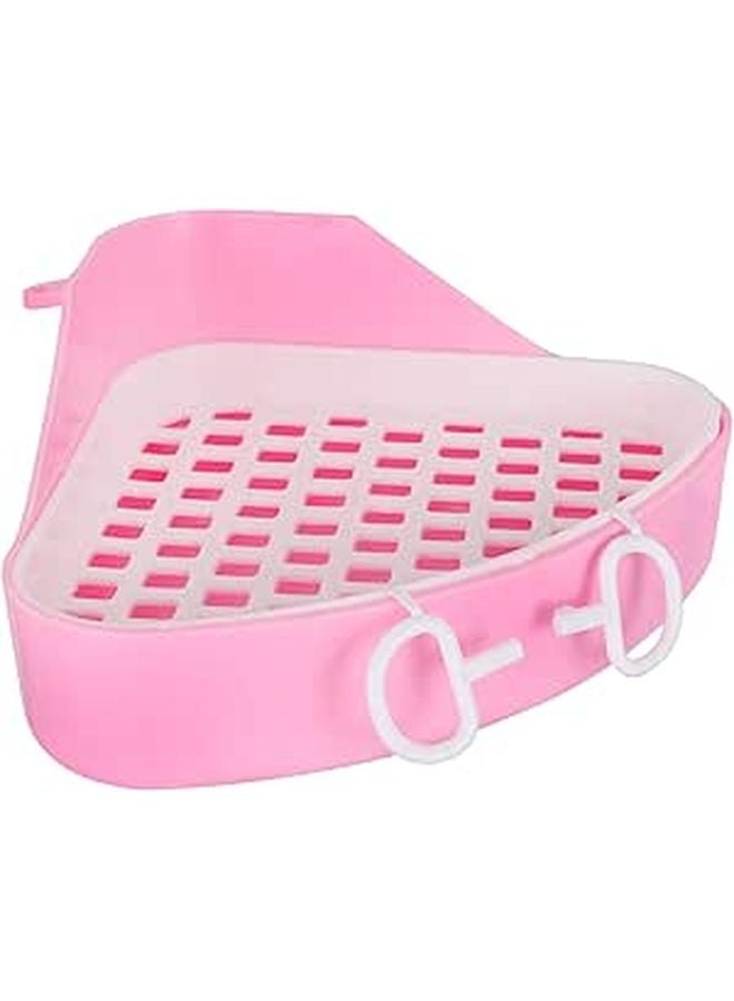 Triangle Rabbit Litter Box Corner Toilet Potty Trainer for Small Pets Guinea Pig Chinchilla Plastic Urine Pan with Cleanup Scoop - Image 1