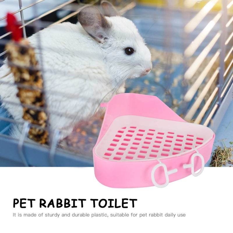 Triangle Rabbit Litter Box Corner Toilet Potty Trainer for Small Pets Guinea Pig Chinchilla Plastic Urine Pan with Cleanup Scoop - Image 4