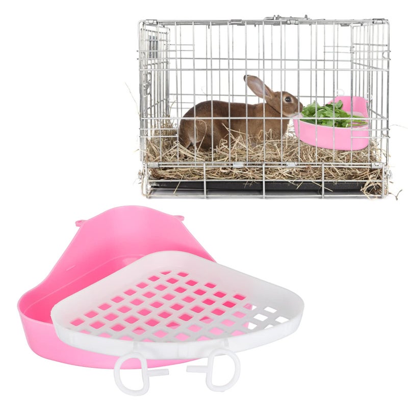 Triangle Rabbit Litter Box Corner Toilet Potty Trainer for Small Pets Guinea Pig Chinchilla Plastic Urine Pan with Cleanup Scoop - Image 3