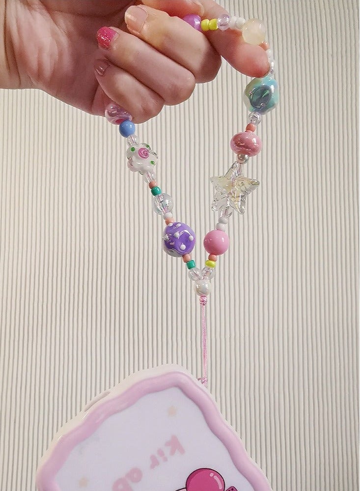 2 PCS Beaded phone charm strap, bracelet-style wrist lanyard, cute camera charm strap, handmade phone case accessories (flowers, stars) - Image 5