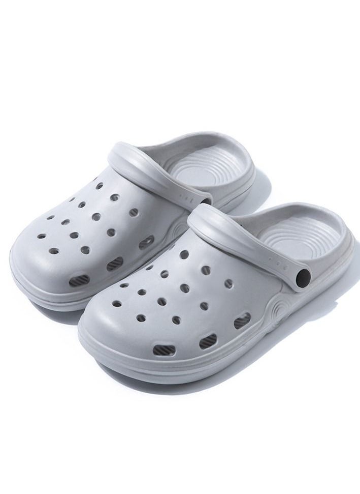 Loquat Soft Comfortable Solid Color Casual Beach Sandal Outdoor Non Slip Closed Toe Slippers Grey 