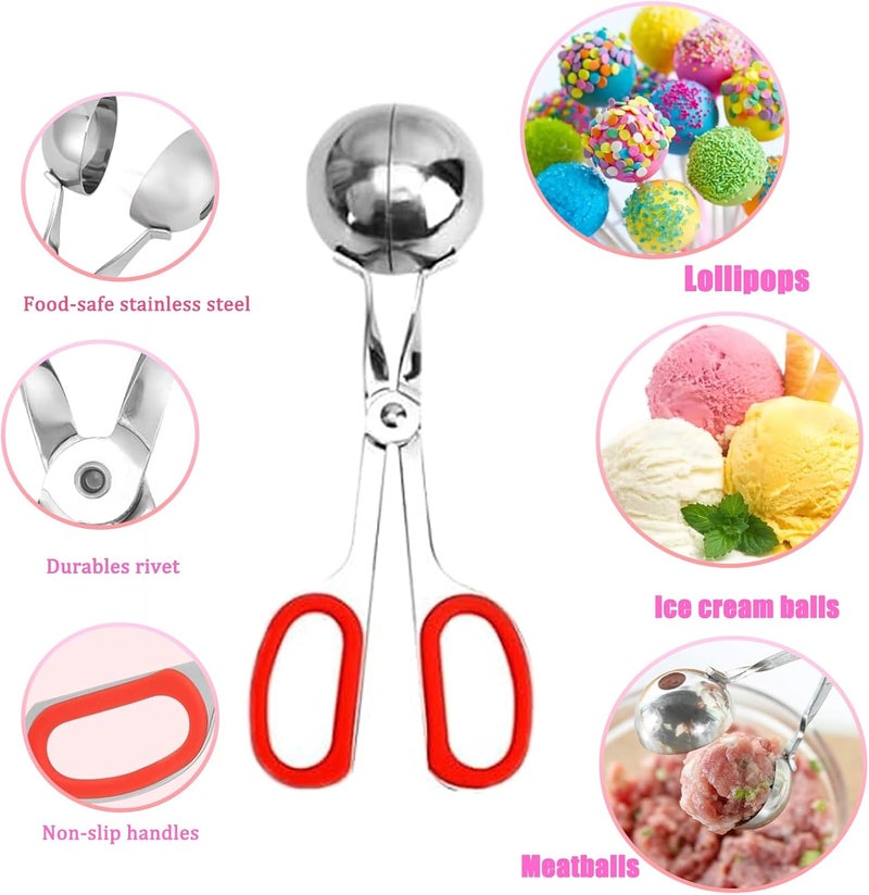 YIICUZP 606Pcs Cake Pop Kit,Silicone Lollipop Molds Including Lollipop Sticks,Measuring Cup,Treat Bags,Twist Ties,Decorating Pen,Meat Baller with Handles,Round Mold,Lollipop, Candy,Display Stand Holder(Pink) - Image 3