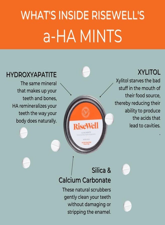 RiseWell a-HA Mints - Xylitol Mints for Dry Mouth - Hydroxyapatite Sugar Free Breath Mint - Promotes Remineralization and Freshens Breath, On-The-Go Oral Mint, 30 Count - Image 3
