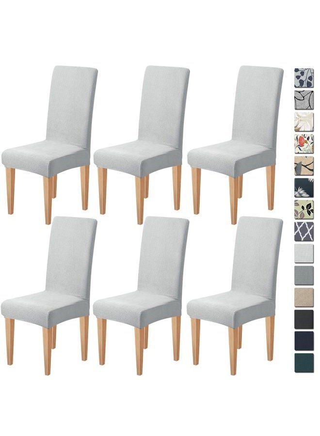 Dioxide Stretch Chair Covers for Dining Chairs, Washable Dining Chair Covers Set of 6, Soft Kitchen Chairs Seat Covers, Jacquard Parson Chair Slipcover Protectors for Home Hotel Restaurant Banquet - Image 1
