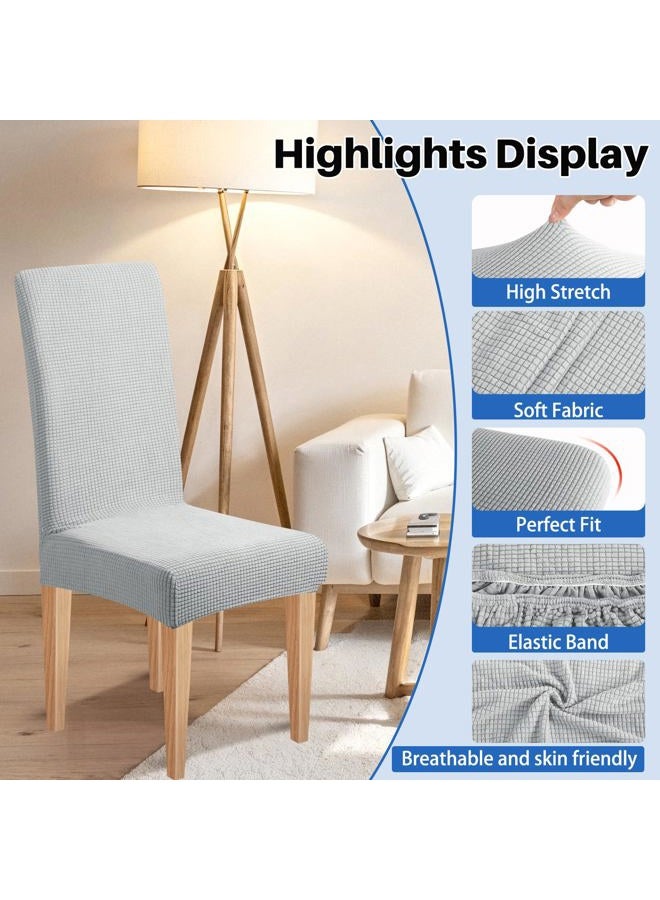 Dioxide Stretch Chair Covers for Dining Chairs, Washable Dining Chair Covers Set of 6, Soft Kitchen Chairs Seat Covers, Jacquard Parson Chair Slipcover Protectors for Home Hotel Restaurant Banquet - Image 5
