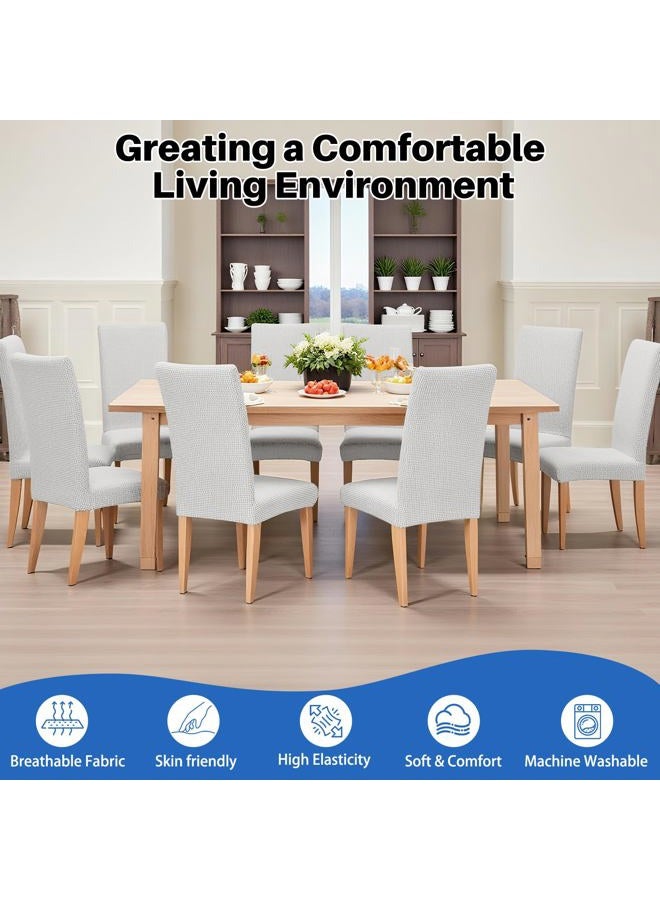 Dioxide Stretch Chair Covers for Dining Chairs, Washable Dining Chair Covers Set of 6, Soft Kitchen Chairs Seat Covers, Jacquard Parson Chair Slipcover Protectors for Home Hotel Restaurant Banquet - Image 2