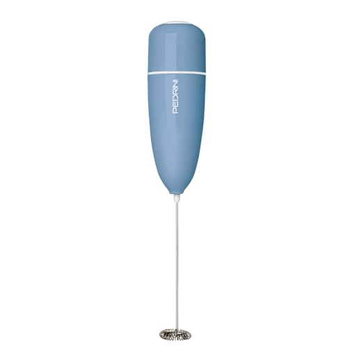 Pedrini- Italy, Milk Frother, Handheld Stainless Steel Milk Foamer for Coffee, Cappuccino, Latte, Hot Chocolate – Portable & Easy to Use, Battery Operated-Blue - Image 1