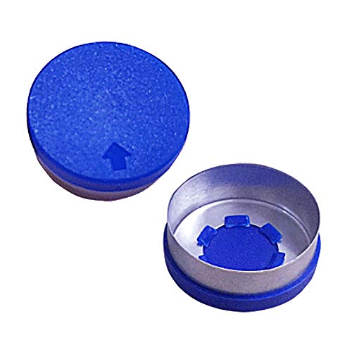 LabZhang 100 Pcs 20mm Flip Off Caps, Flip-Off Vial Seals, Pharmaceutical Caps, Plastic-Aluminum Cap for Glass Vial (Blue) - Image 3