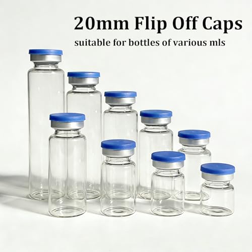 LabZhang 100 Pcs 20mm Flip Off Caps, Flip-Off Vial Seals, Pharmaceutical Caps, Plastic-Aluminum Cap for Glass Vial (Blue) - Image 5