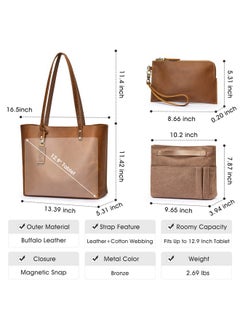 Kattee Leather Totes For Women Shoulder Bag Top Handle Satchel Purse Set 3Pcs 3-In-1  - Image 3