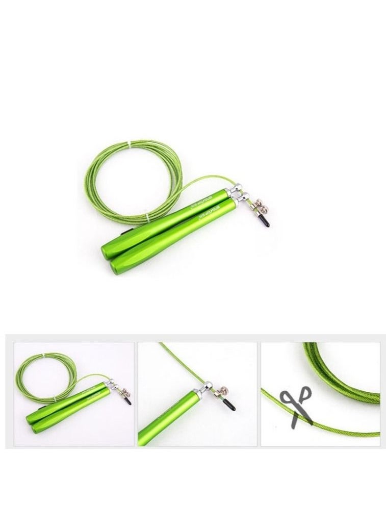 AngTop - AT552 Adjustable Steel Wire Jump Rope Aluminium Handles - Green - Image 1